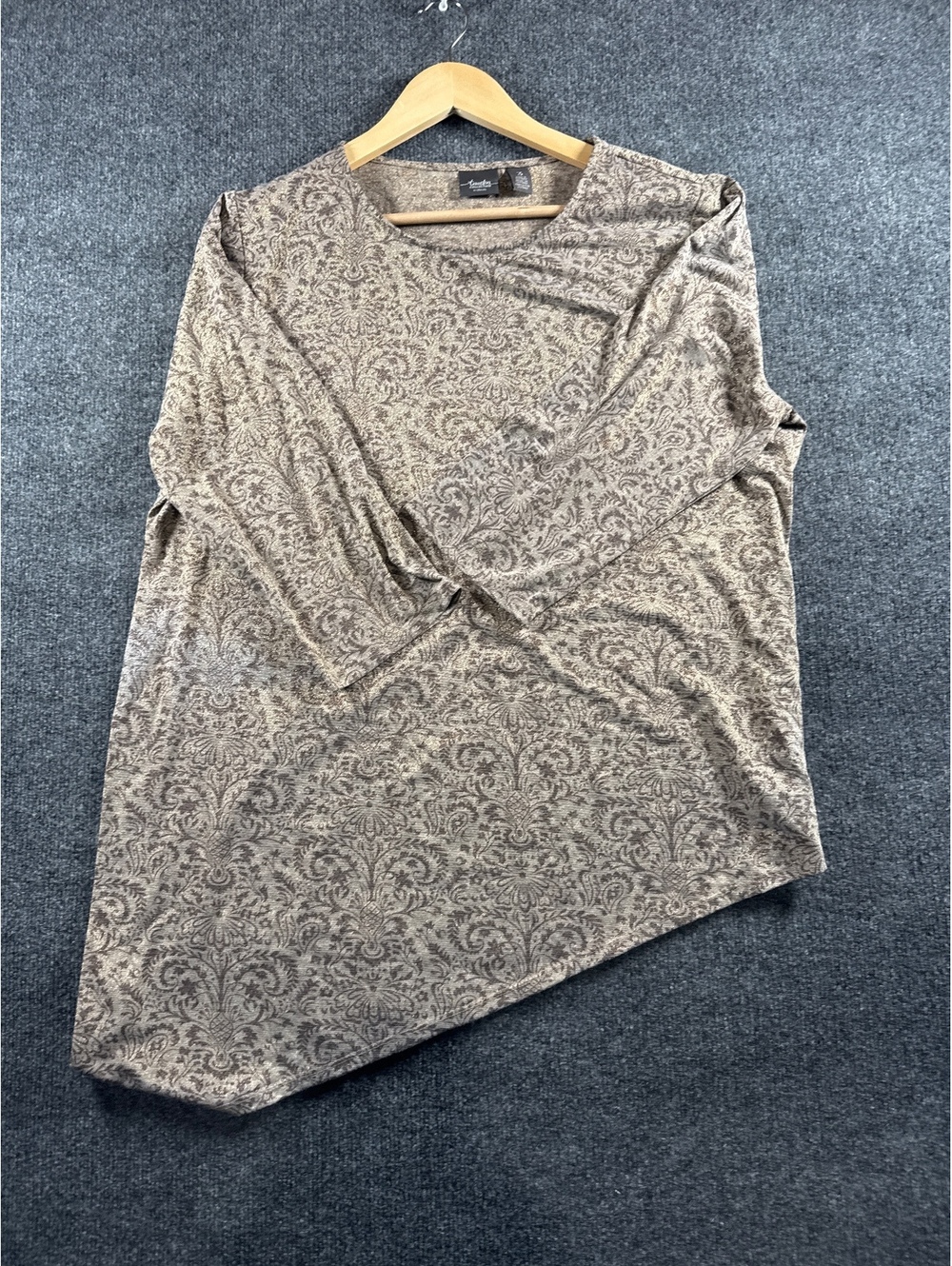 Chico's Travelers Collection Women's Size 3 Brown Paisley Draped Asymmetrical